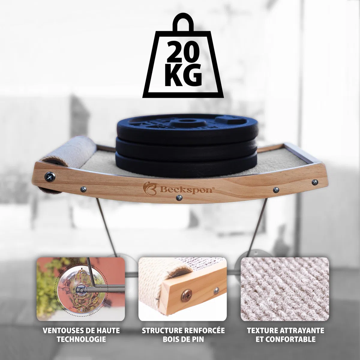 Hamac pour chats avec grattoir intégré | Lit pliable | Supporte jusqu'à 20 kg | Couleur beige
