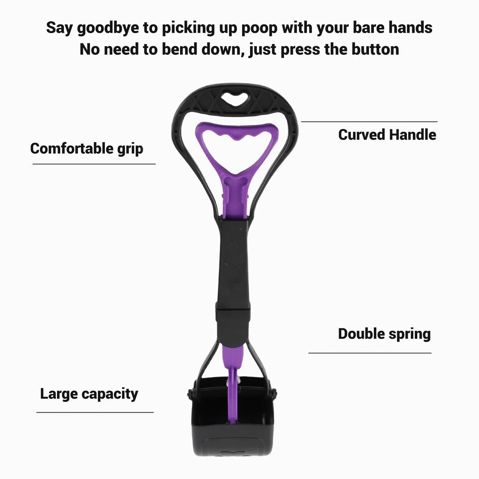 Alomejor Pelle à Crottes de Chien à Long Manche, Outil Pratique de Nettoyage des Déchets d'animaux de Compagnie pour Chiens de Taille Moyenne à Grande, Pelle à Crottes Ergonomique pour Une