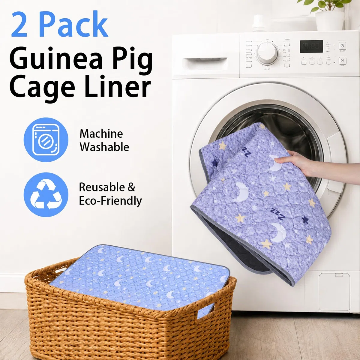 Tapis Cage pour Cochon d'Inde et Lapin 2 pièces Tapis Lavable et Réutilisable Anti-Fuite et Antidérapant Absorbant pour Petit Animal