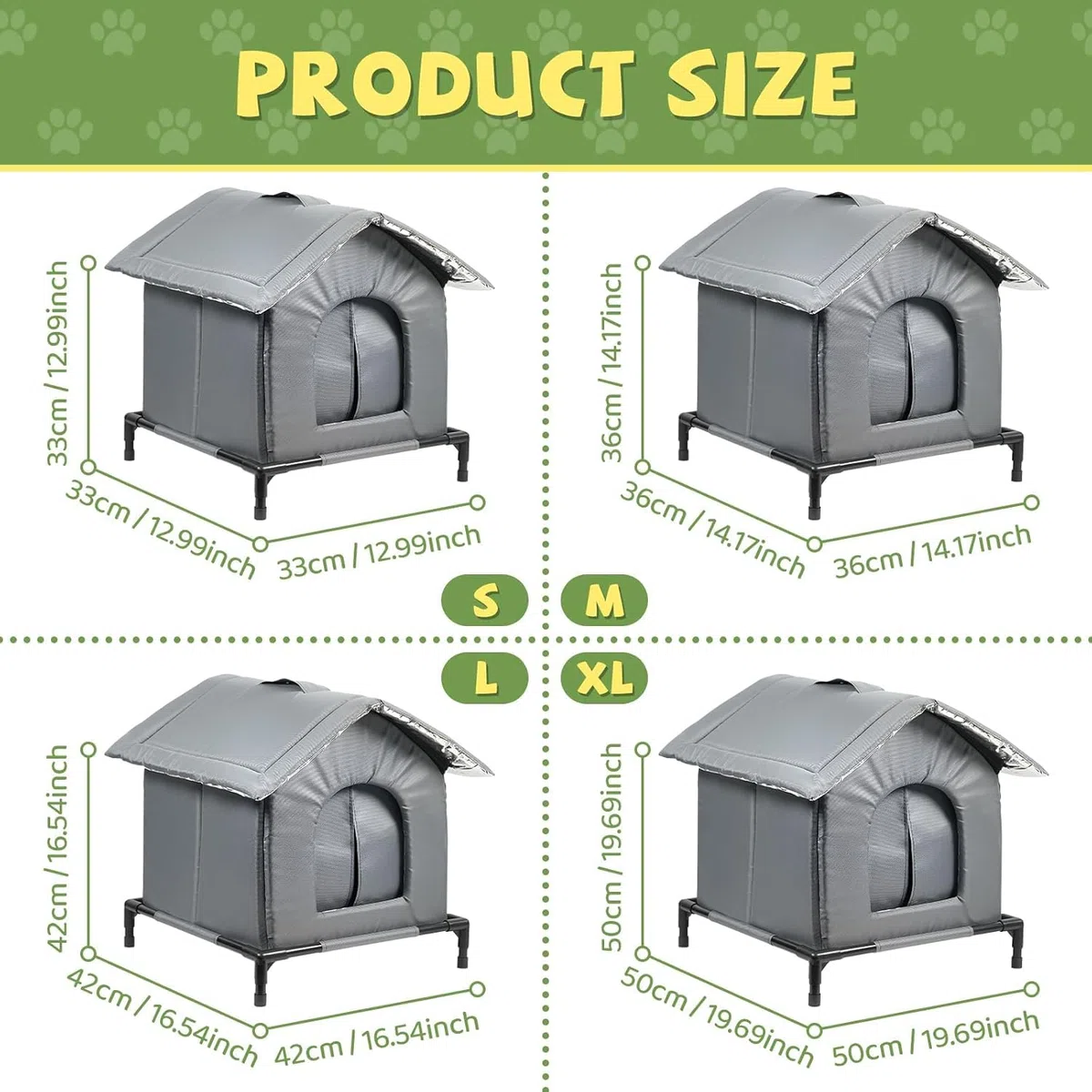 Gralara Niche pour Chat, Abri et Refuge Maisonnette d'Extérieur Chaude avec Coussin Doux et Support Surélevé, Niche pour Petits Animaux Extérieur Hiver, Adapté pour Chats, S
