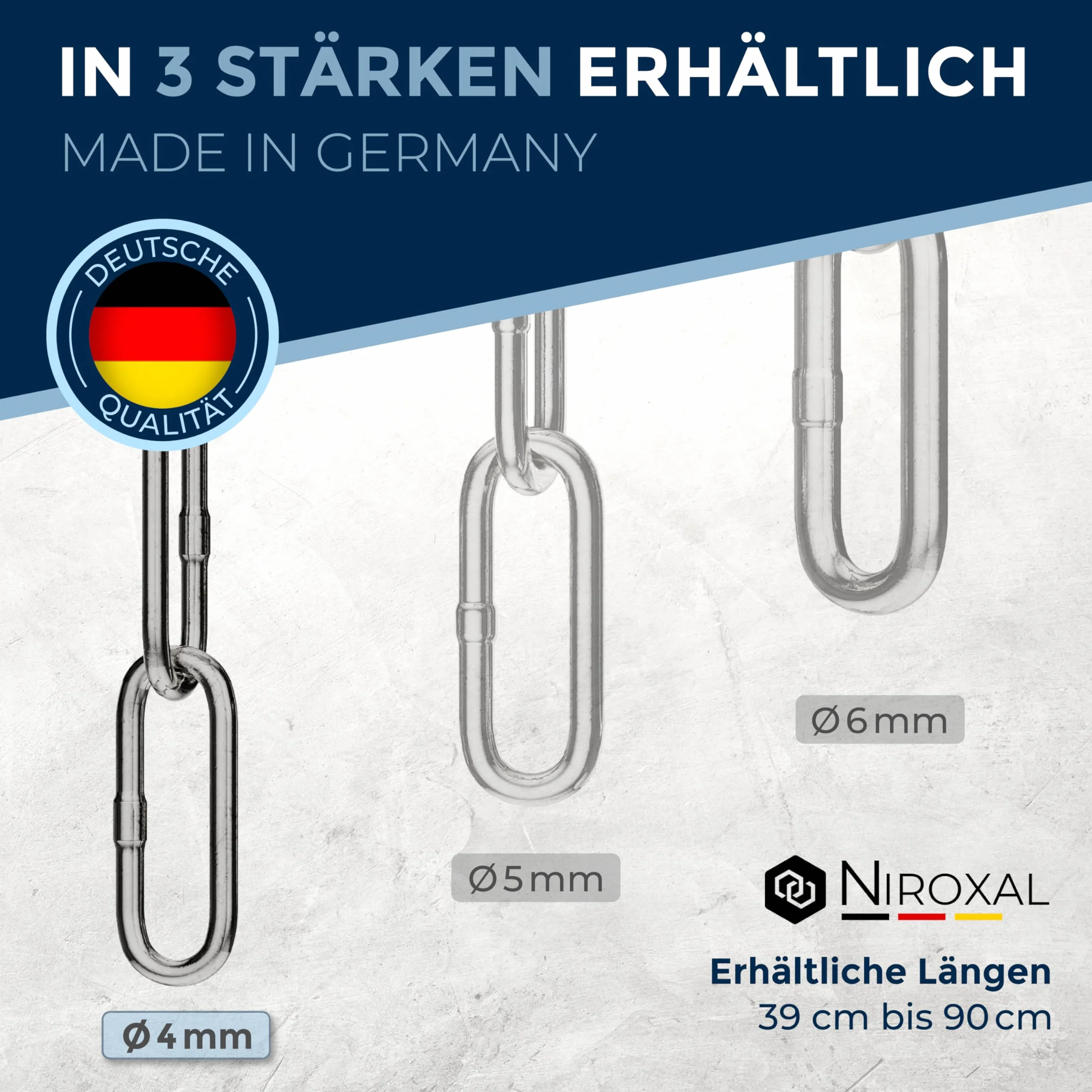 Collier chaîne pour Chien en Acier Inoxydable – Collier combiné avec Mousqueton, Anti-Traction, maillons Longs, 4 mm, 39 cm