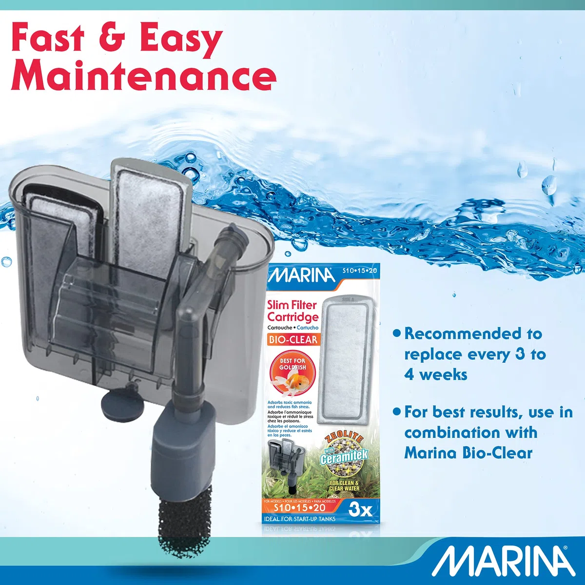Marina Filtre pour Aquariophilie Cartouche Bio Card, 3 Unité (Lot de 1)