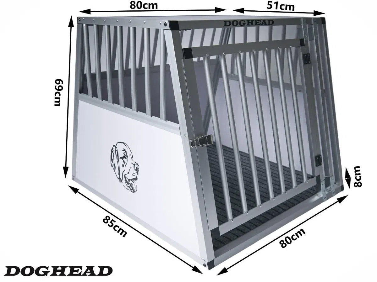 Doghead Boîte de transport pour chien en aluminium - 80 x 85 x 69 cm - Confort - Boîte de transport pour chien
