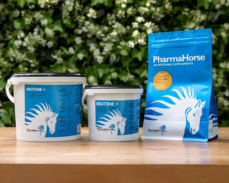 PharmaHorse Biotine+ | Biotine Cheval | Croissance cellulaire Cheval | Peau & Fonctions nerveuses | Métabolisme énergétique | Pas de sucres ajoutés | 1000 grammes
