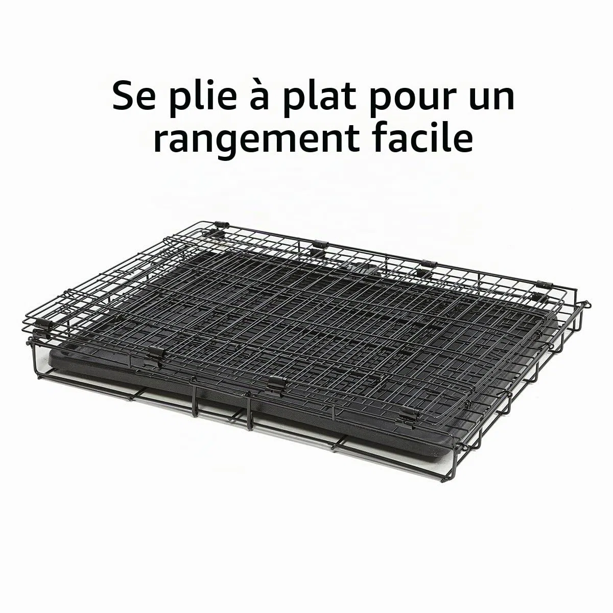 MidWest Homes for Pets Modèle 151 Cage à Lapin Pliante Wabbitat, 63,5 cm de Long, avec Grille de Sol de 1,27 cm et Plateau en Plastique Amovible, Noir