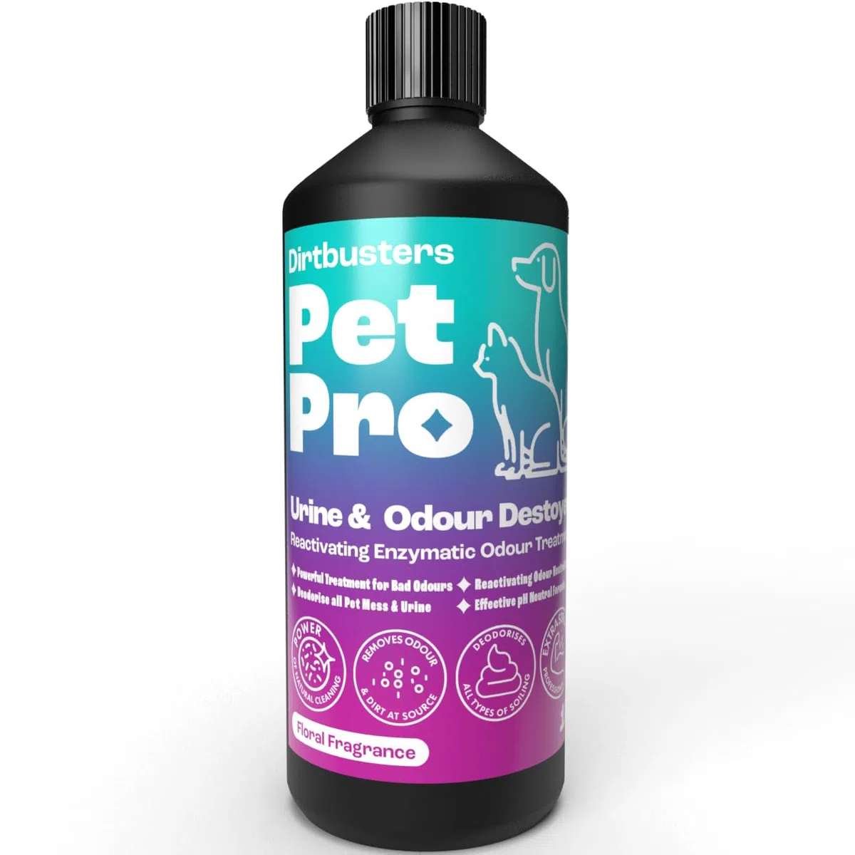 Dirtbusters Pet Pro Nettoyant enzymatique pour tapis et tissus d'ameublement Neautralise et élimine les odeurs d'animaux domestiques, chiens et chats à la source, avec traitement enzymatique