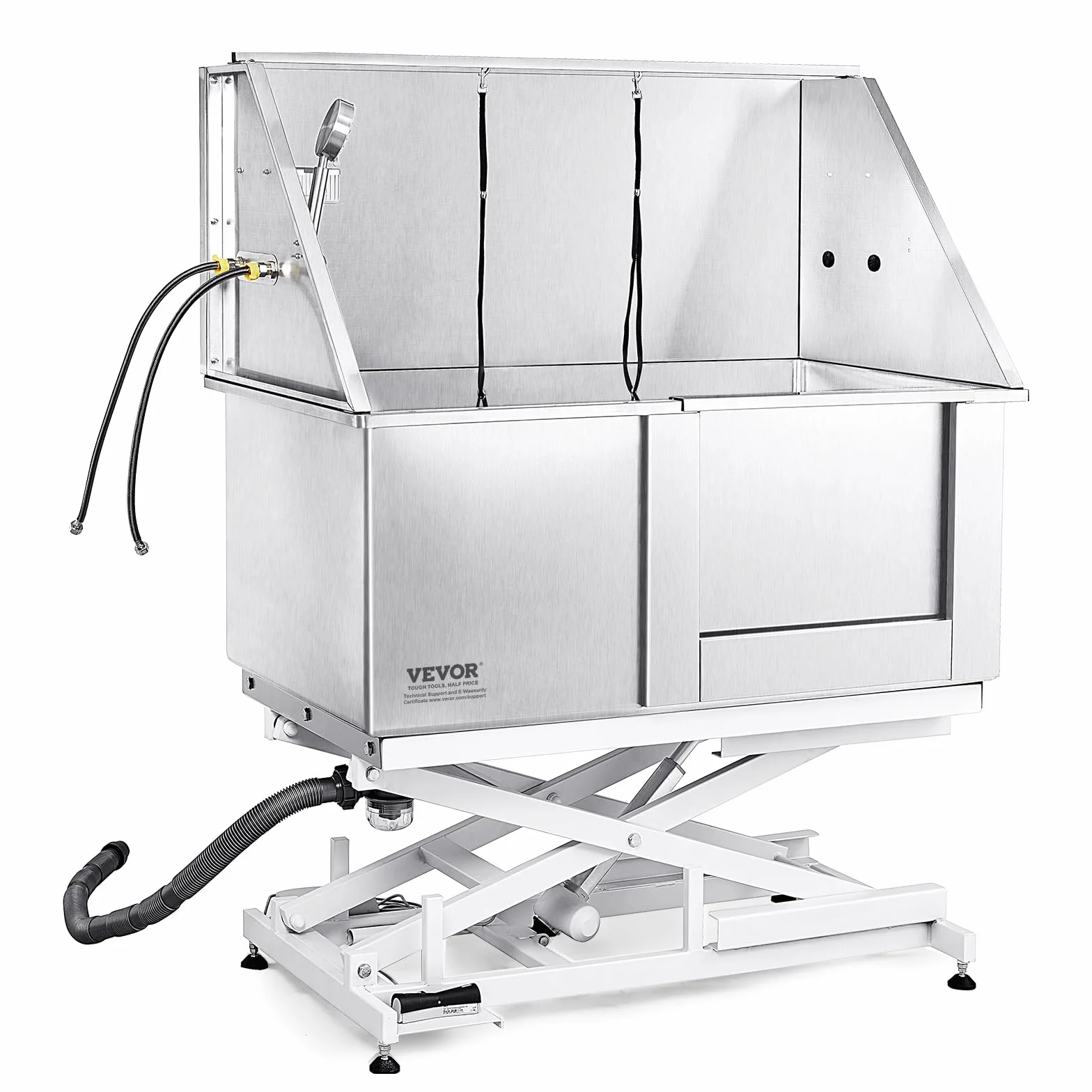 VEVOR Baignoire de Toilettage Chien Électrique 127 cm Baignoire pour Chien Chat Acier INOX avec Boîte à Savon, Robinet, Accessoires Nombreux Baignoire pour Animaux de Compagnie Maison, Porte Droite