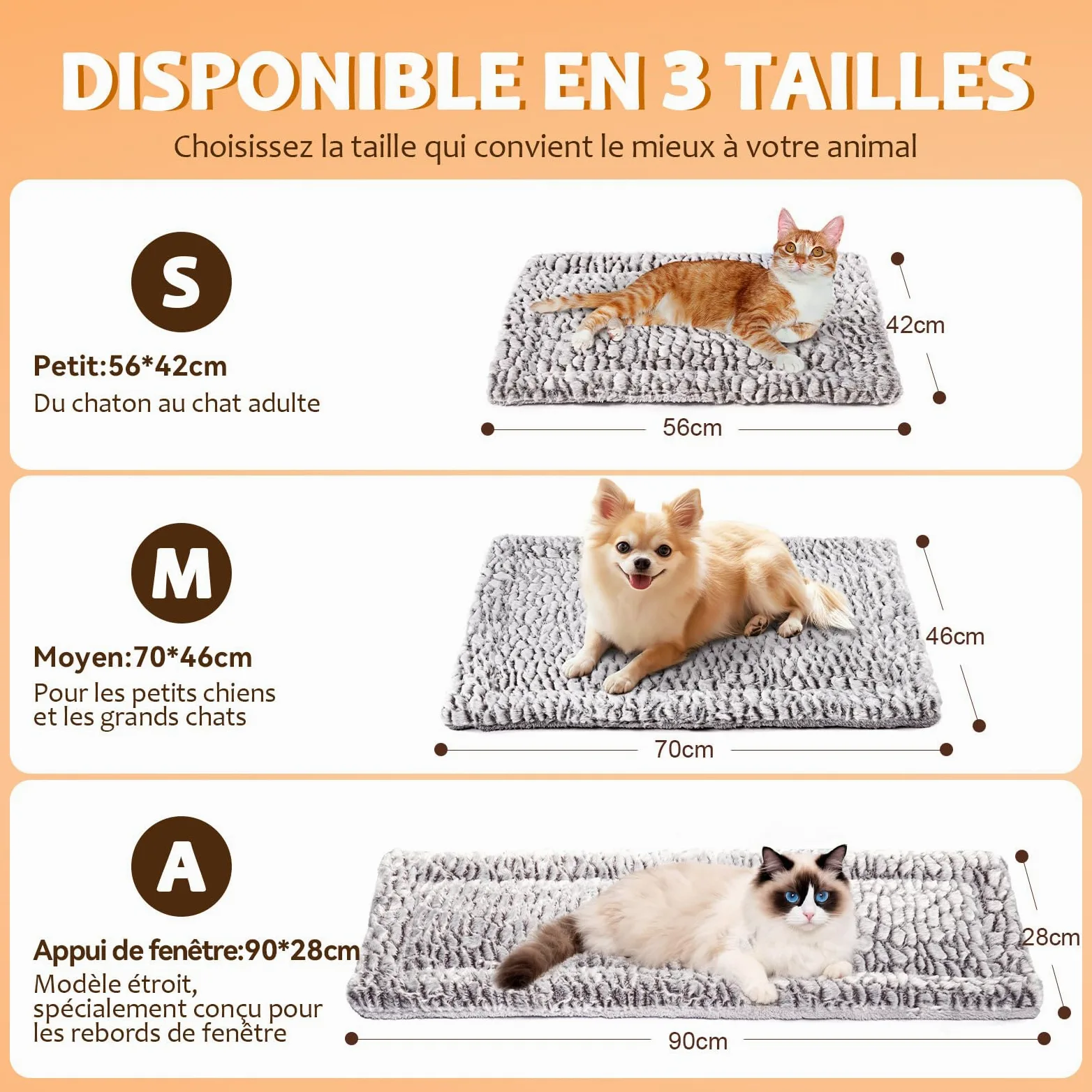 Mora Pets Tapis Chauffant pour Chat Coussin Auto Chauffant Chat Couverture Chauffant sans électricité Tapis Thermique Lavable 56 x 42 cm