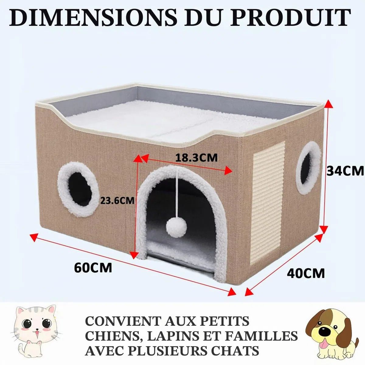 ERNAN Lit Niche Chat d’intérieur.Maison pour Chat. Niche Interieur avec Coussin Amovible Lavable rembourré,pour Que Les Chats puissent Dormir, se Cacher, s'ébattre et se gratter (Kaki)
