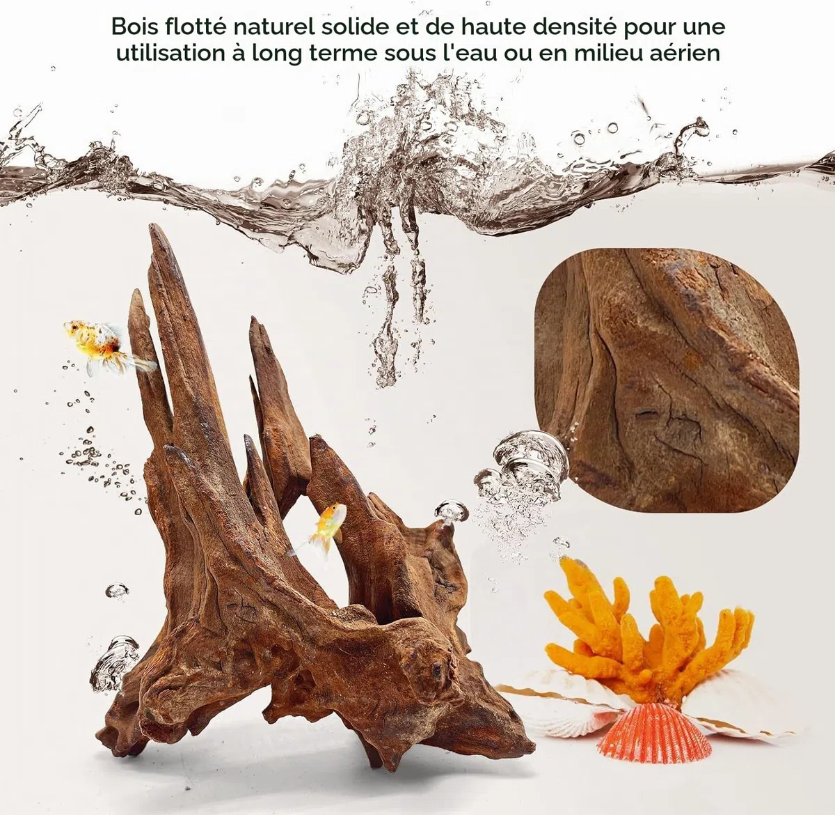 Jorewood Bois flotté Naturel pour Aquariums et terrariums de Reptiles – Décorations sûres pour Aquarium, Branches torsadées Uniques de 17,8 à 27,9 cm, tanin Bas, Facile à couler