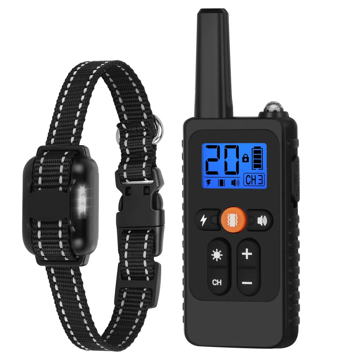 Collier de Dressage pour Chiens, Collier Électrique Chien avec, 4 Mode de Formation Bip Vibration Choc, Portée de 800m avec Verrouillage de Sécurité pour Petit Grand Chien (Noir)