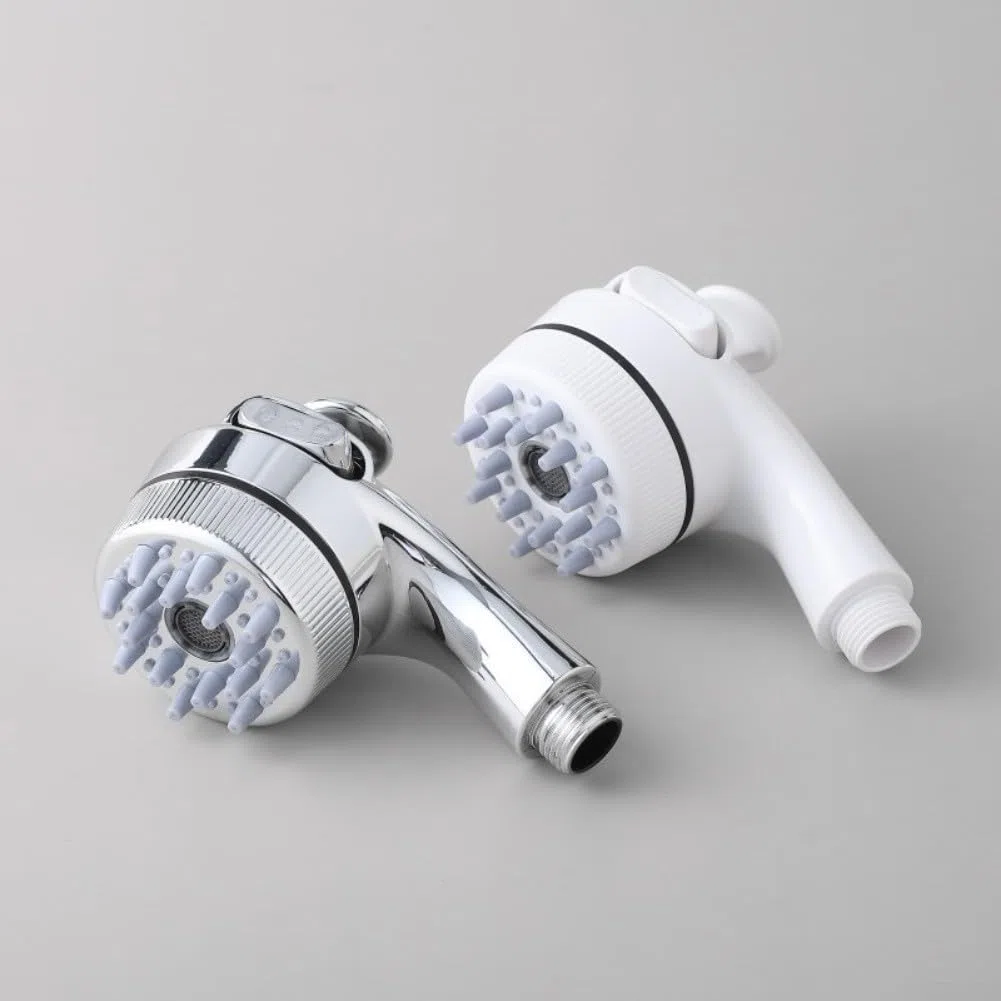 Pomme de douche pour chats et chiens avec pulvérisation réglable et brosse de massage, pour la maison, la salle de bain, le bain (argent)