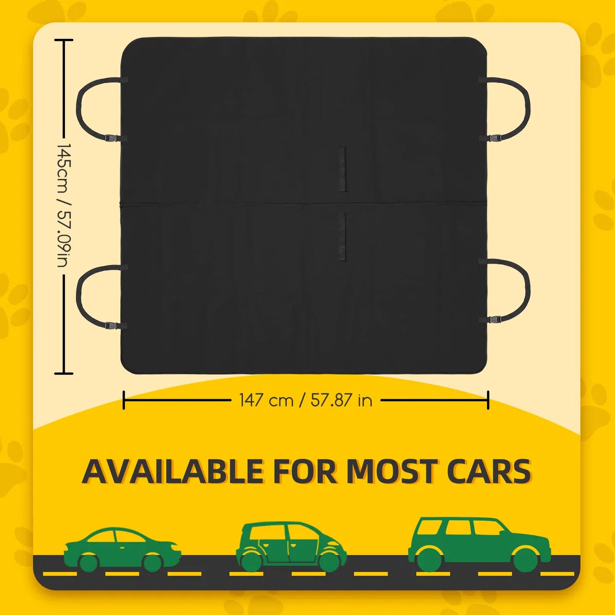 Nobleza Hamac Voiture pour Chien Séparable avec Fermeture Éclair, Housse de Siège Arrière Imperméable et Anti-Griffures, Tapis de Protection Universel pour Voiture, SUV et Coffre, 147x145cm, Noir