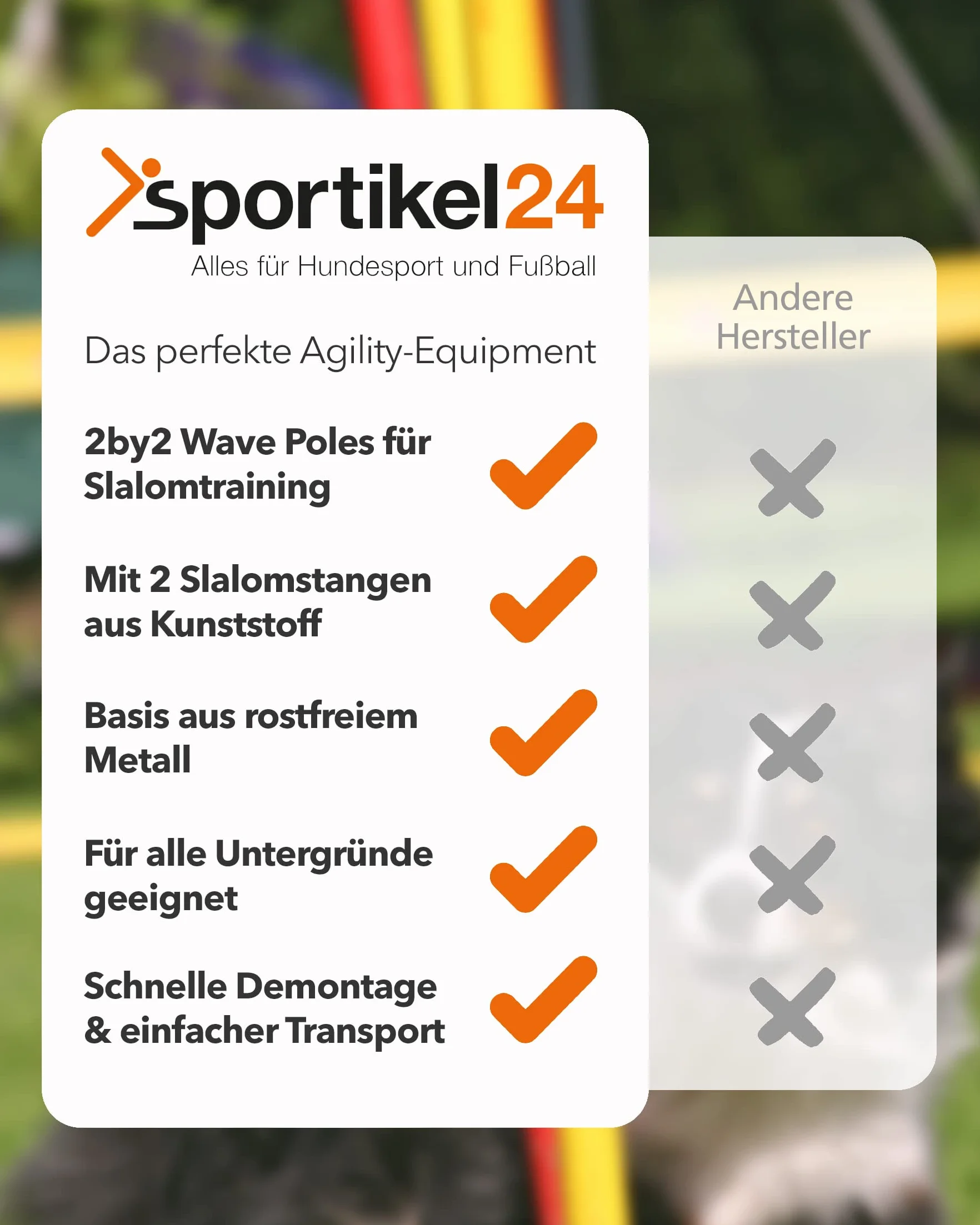 2by2 Weave Poles - Lot de 2 barres de slalom d'agilité avec base en métal - Pour l'entraînement et la construction de parcours - Extensible et mobile