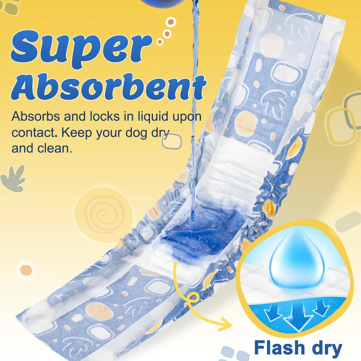 MICOOYO Couche Chien Male Jetable, Couches Chien Male Super Absorbante, Couches pour Chiens pour l'incontinence (S, 20 pièces)