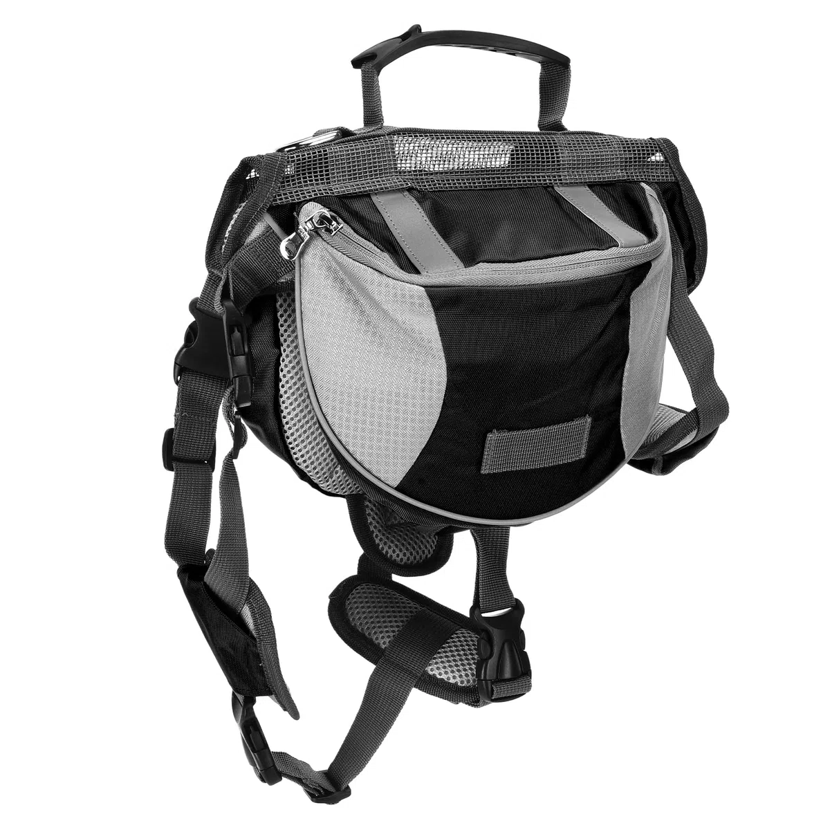 Sac à Dos de Randonnée pour Chien, Sac de Selle pour Chien, Sac à Dos Réglable avec Poches Latérales et Bandes Réfléchissantes pour Chiens de Petite, Moyenne et Grande Taille,