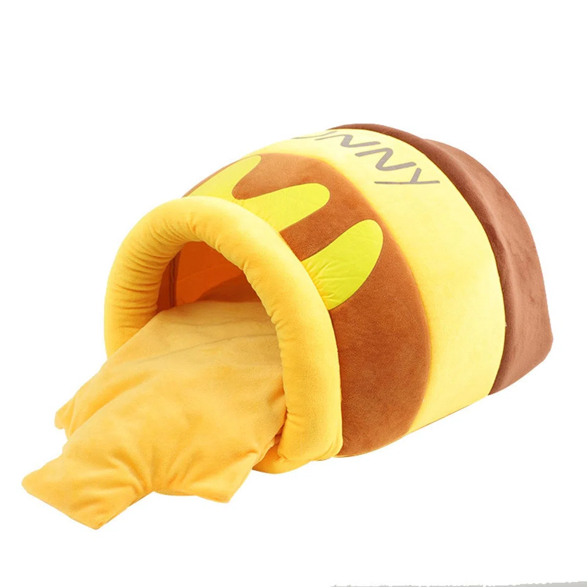 F Fityle Lit pour Chat en Forme de Pot de Miel, nid Chaud de Dessin animé, Coussin épais, Fond antidérapant, Niche Lavable Semi-fermée, Grotte, lit de Couchage